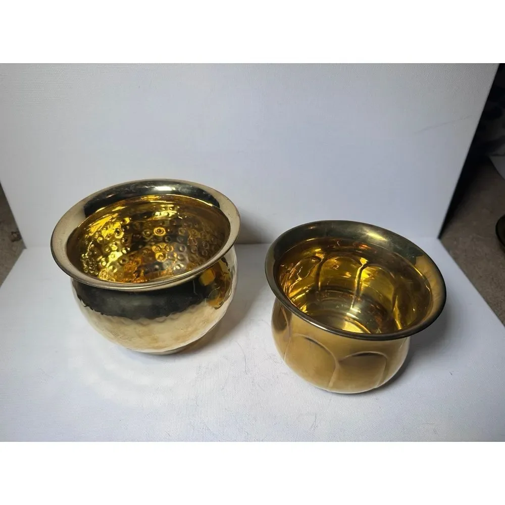 2 brass bowls solid brass vintage India bowl set